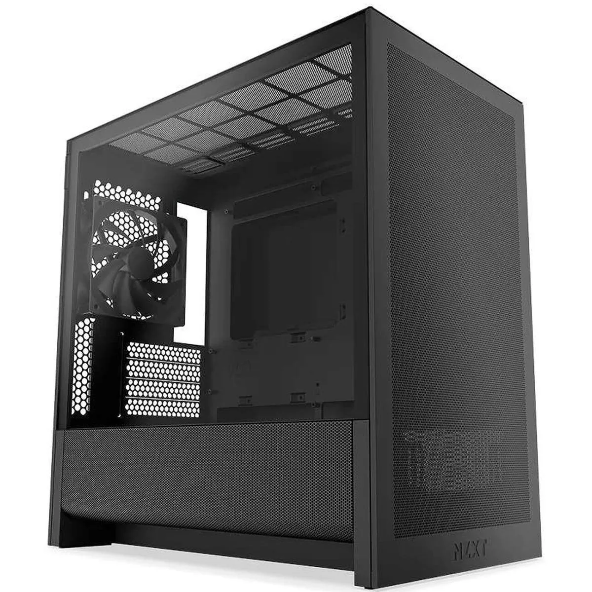 NZXT H3 Flow Mid Tower mATX Tempered Glass Airflow Gaming Case w/ Pre-installed Single F120Q (CV) & USB Type-C Port - Black - Image 2