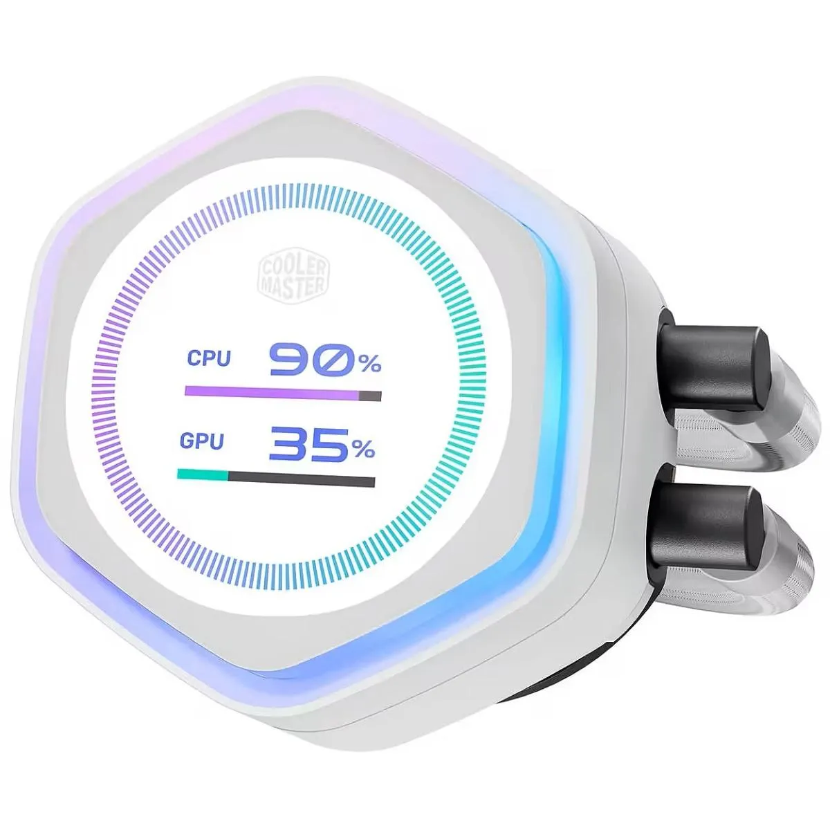 Cooler Master MasterLiquid ATMOS II 360 LCD (White) ARGB High- Preformance AIO CPU Liquid Cooler, 2.1 LCD 60Hz, Ultra-low Profile Dual Chamber Pump Design, Pre-installed 3x Sickleflow Edge Argb Fan - Image 3