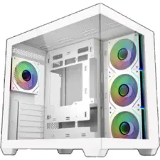 Cooler Master Elite 681 (White) ATX ARGB Mid Tower Tempered Glass Panoramic Dual Chamber Fish Tank Gaming Case w/ 4 x120mm Daisy-Chain ARGB Fan (Side Reverse) & Type-C