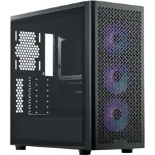 Cooler Master Elite 502 (Black) ATX ARGB Mid Tower Tempered Glass Mesh Perforated Performance Design Gaming Case w/ 3 x120mm ARGB Fan & Type-C
