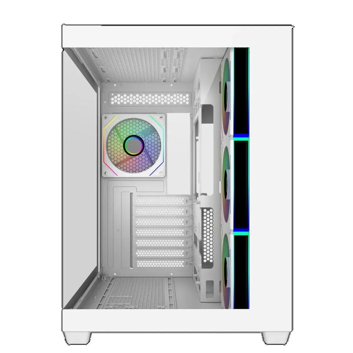 Cooler Master Elite 681 (White) ATX ARGB Mid Tower Tempered Glass Panoramic Dual Chamber Fish Tank Gaming Case w/ 4 x120mm Daisy-Chain ARGB Fan (Side Reverse) & Type-C - Image 2