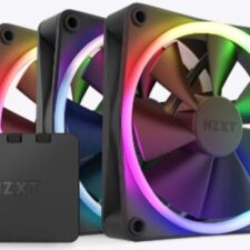 NZXT F120 RGB DUO 3IN1 (Black) PWM Airflow Fans & Controller, Fluid Dynamic Bearing (FDB) For Quiet & Cool Operations, Elegant Frame Design & Anti-Vibration Rubber Corners