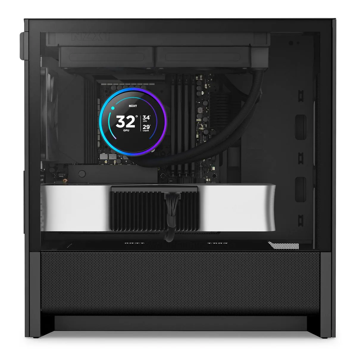 NZXT H3 Flow Mid Tower mATX Tempered Glass Airflow Gaming Case w/ Pre-installed Single F120Q (CV) & USB Type-C Port - Black