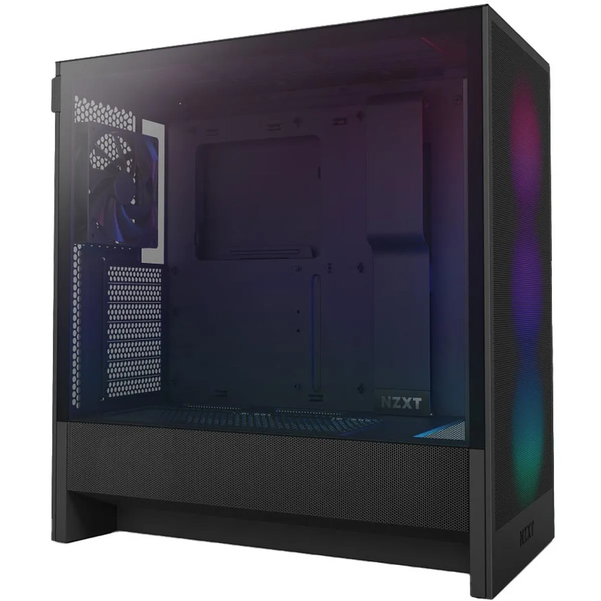 NZXT H5 Flow RGB (2024) Mid Tower ATX Tempered Glass Airflow Gaming Case w/ Pre-installed Single Frame F360 RGB Core + 1xF120Q & USB Type-C Port - Black - Image 2