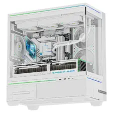 Thermalright TL-M10 VISION (White) ARGB Stylish Panoramic View mATX Mid Tower Tempered Glass Gaming Case w/ 4 ARGB 120mm Fans & 9.16-inch LCD screen For PC Stats or Animations & Visuals
