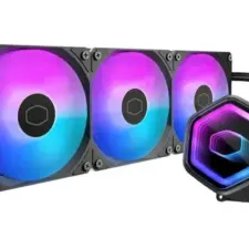 Cooler Master MasterLiquid 360 Core II (Black) ARGB High- Preformance AIO CPU Liquid Cooler, Dual Chamber Pump Design, Infinity Mirror Pump Cover Design, Pre-installed 3x 120mm Argb Fan