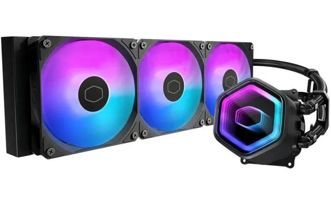 Cooler Master MasterLiquid 360 Core II (Black) ARGB High- Preformance AIO CPU Liquid Cooler, Dual Chamber Pump Design, Infinity Mirror Pump Cover Design, Pre-installed 3x 120mm Argb Fan