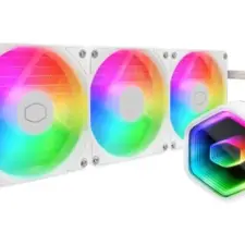 Cooler Master MasterLiquid 360 Core II (White) ARGB High- Preformance AIO CPU Liquid Cooler, Dual Chamber Pump Design, Infinity Mirror Pump Cover Design, Pre-installed 3x 120mm Argb Fan