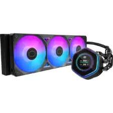 Cooler Master MasterLiquid ATMOS II 360 LCD (Black) ARGB High- Preformance AIO CPU Liquid Cooler, 2.1 LCD 60Hz, Ultra-low Profile Dual Chamber Pump Design, Pre-installed 3x Sickleflow Edge Argb Fan