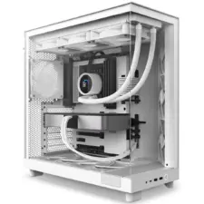 NZXT H6 Flow Perforated Compact Dual-Chamber Mid-Tower Tempered Glass Gaming Case w/ 3xF120Q Fans & USB Type-C Port - White