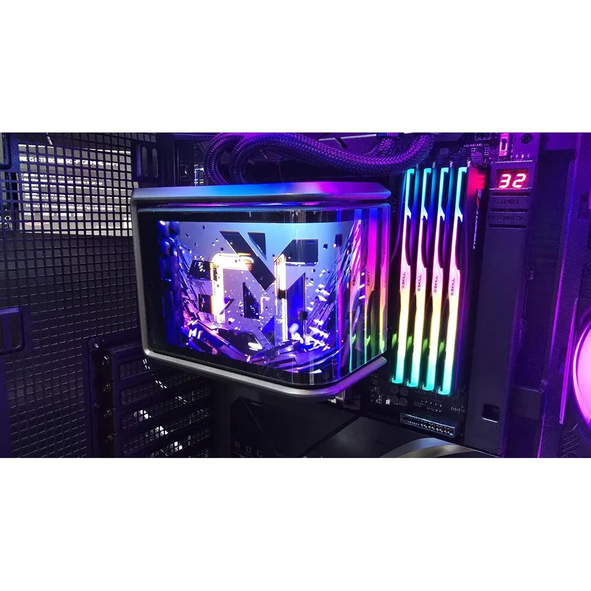 ASUS ROG Ryuo IV SLC 360 ARGB 6.67" AMOLED 3D Curved Panoramic Display, Ultra Performance All-In-One 360mm Liquid CPU Cooler, Sliding LCD Panel w/ Pre-Installed 3x ROG RYUO IV MF-12C ARGB Fan - Black