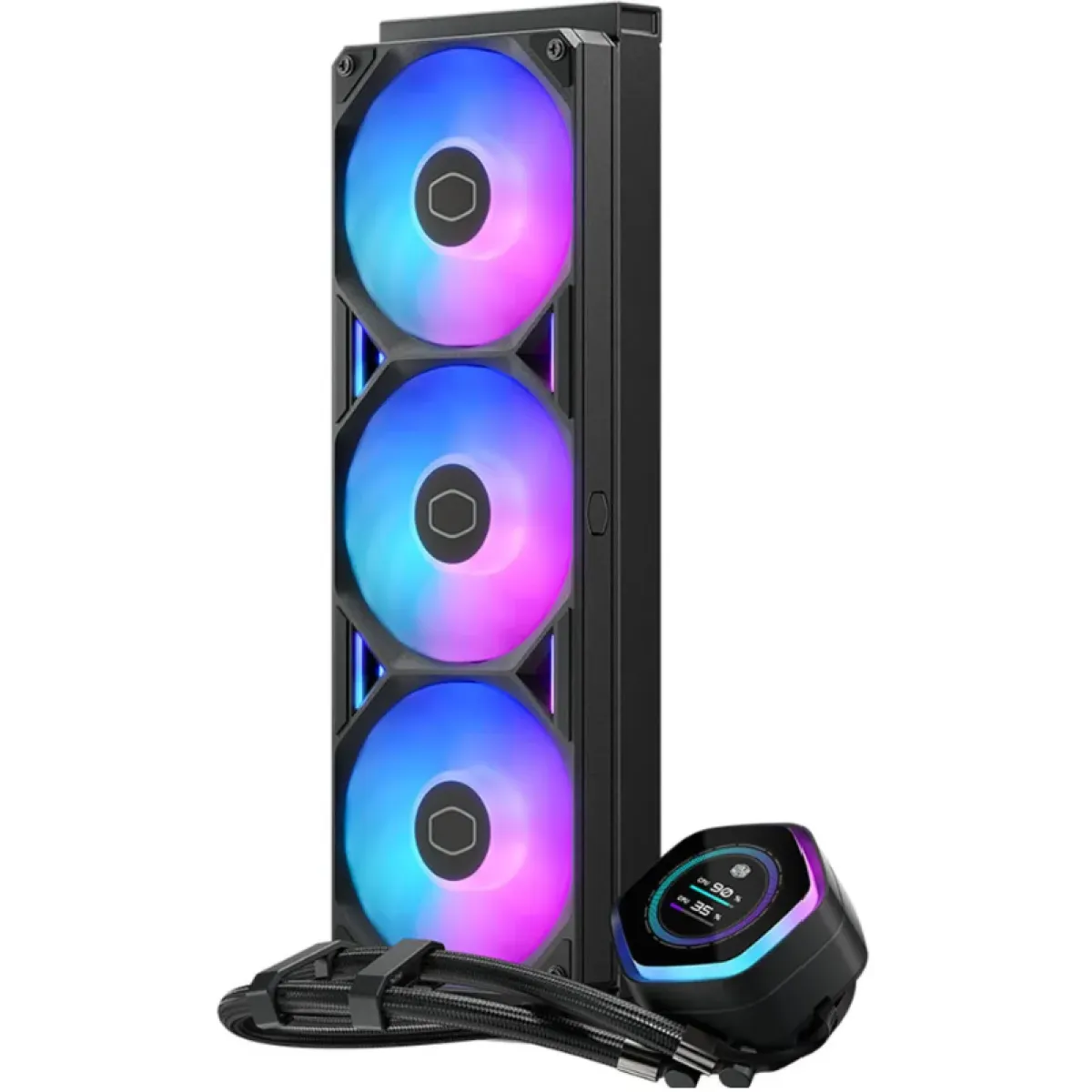 Cooler Master MasterLiquid ATMOS II 360 LCD (Black) ARGB High- Preformance AIO CPU Liquid Cooler, 2.1 LCD 60Hz, Ultra-low Profile Dual Chamber Pump Design, Pre-installed 3x Sickleflow Edge Argb Fan - Image 2