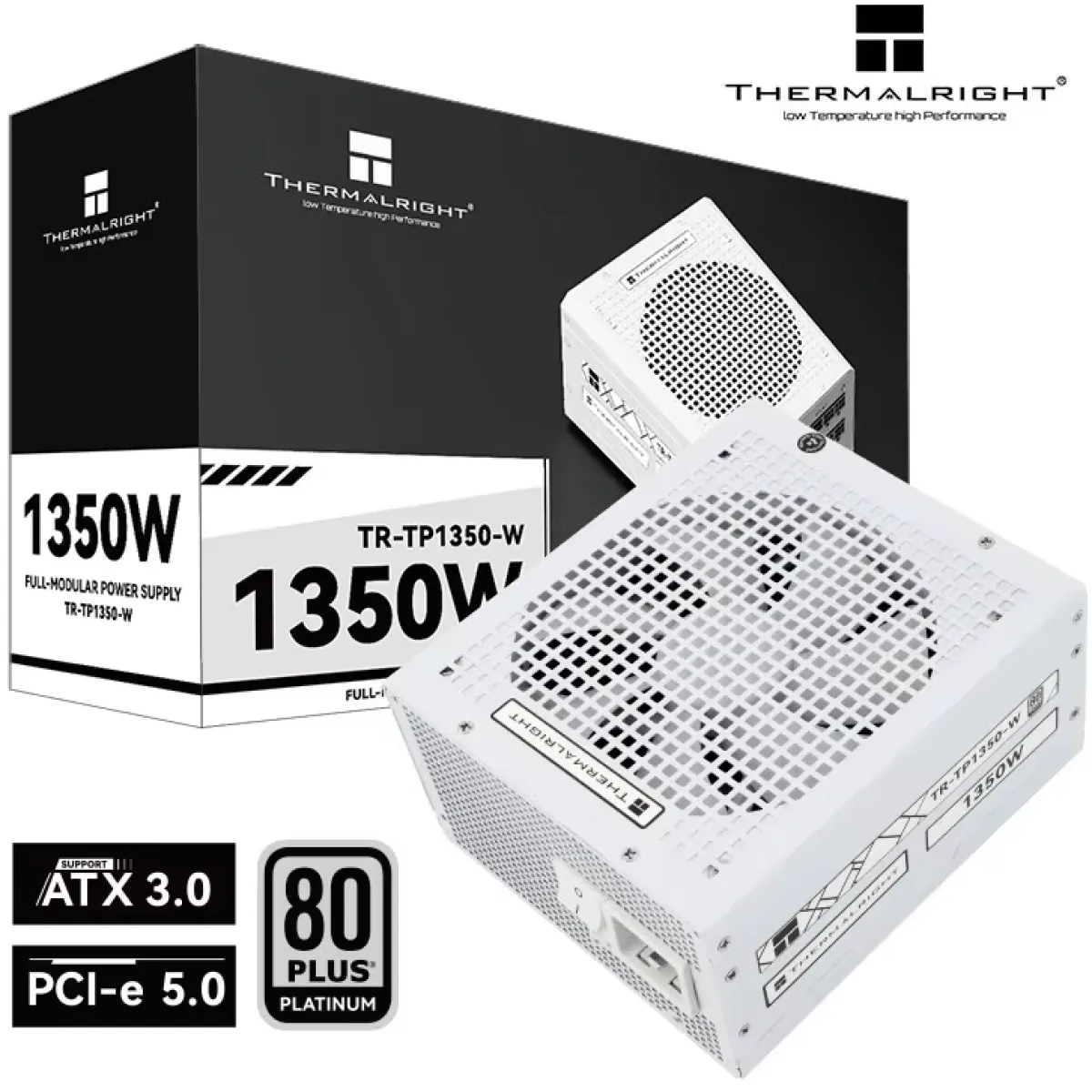Thermalright (TP1350-W) Platinum 1350W (ATX 3.0) PCIE 5.0 (12VHPWR) 80 Plus Platinum Full Modular, Smart Fan - Power Supply (White)