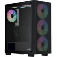 AeroCool B509A Flow (Black) ARGB Stylish ATX Mid Tower Tempered Glass Gaming Case w/ Mesh Front & 6 Pre-installed 120mm ARGB Fans