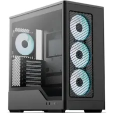 AeroCool D520A (Black) ARGB Stylish & Aesthetic Design ATX Mid Tower Tempered Glass Gaming Case w/ 4 Pre-installed 120mm ARGB Fans & Type-C (Reverse Connectors Motherboard Support)