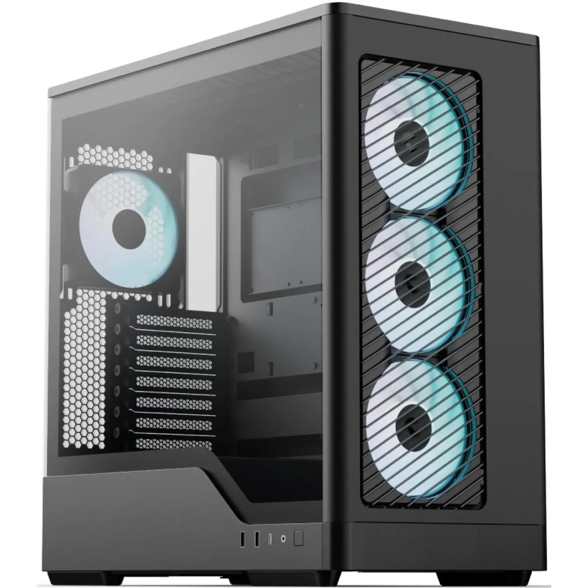 AeroCool D520A (Black) ARGB Stylish & Aesthetic Design ATX Mid Tower Tempered Glass Gaming Case w/ 4 Pre-installed 120mm ARGB Fans & Type-C (Reverse Connectors Motherboard Support)