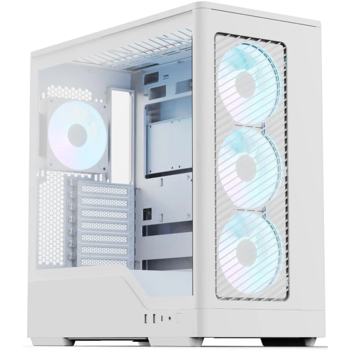 AeroCool D520A (White) ARGB Stylish & Aesthetic Design ATX Mid Tower Tempered Glass Gaming Case w/ 4 Pre-installed 120mm ARGB Fans & Type-C, (Reverse Connectors Motherboard Support)