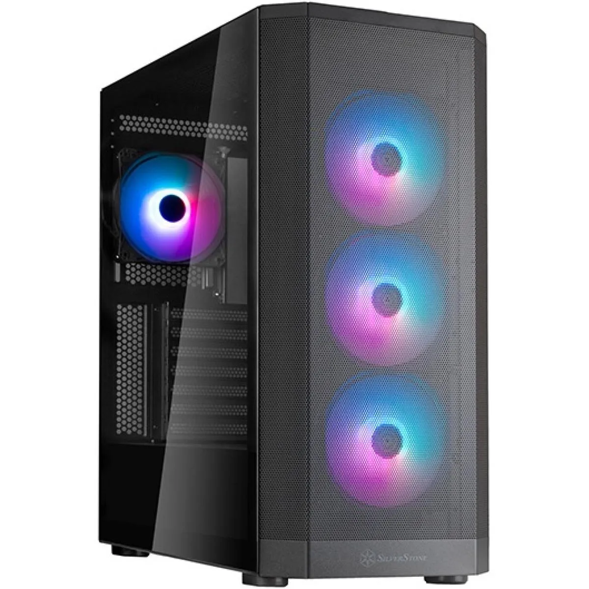 SilverStone FARA 514X (Black) ARGB ATX Mid Tower Tempered Glass Gaming Case, Dual 360m Radiator Support w/ USB Type-C & 4x120mm ARGB Fans - Image 2