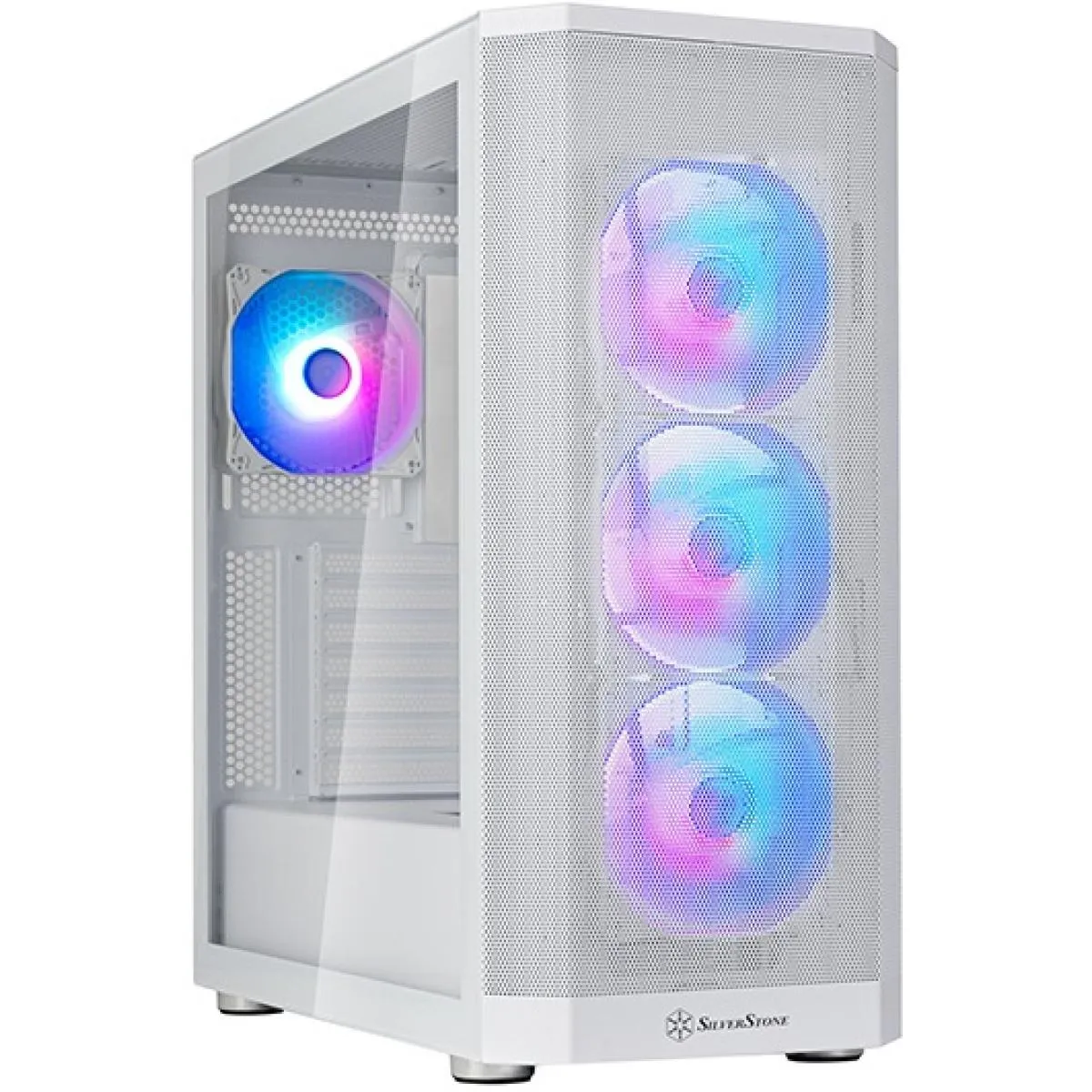 SilverStone FARA 514X (White) ARGB ATX Mid Tower Tempered Glass Gaming Case, Dual 360m Radiator Support w/ USB Type-C & 4x120mm ARGB Fans - Image 2