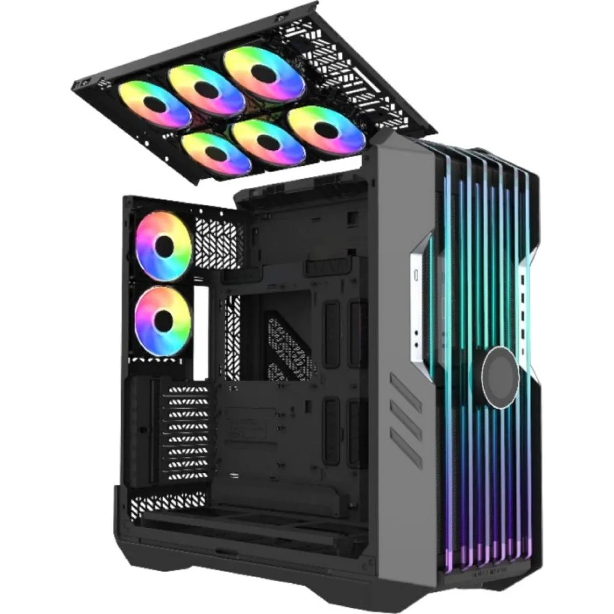 COOLER MASTER HAF 700 EVO ARGB (Titanium Grey) Full-Tower Tempered Glass Gaming Case w/ IRIS Customizable LCD Display & PCIE 4.0 RISER CABLE - Image 2