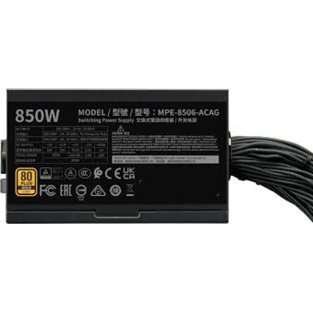 Cooler Master MWE GOLD 850 V3 (ATX 3.1) 850W 80 Plus Gold Non-Modular Power Supply w/ (12V-2x6) PCIE 5.1 Connector