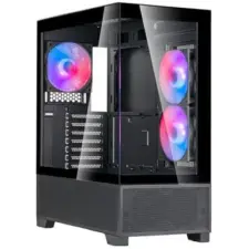SilverStone Lucid 05 (Black) ARGB ATX Mid Tower Tempered Glass Gaming Case w/ Bold 270° Panoramic View w/ USB Type-C & 3x120mm ARGB Fans + Front 2x 80mm