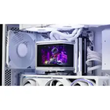 ASUS ROG Ryuo IV SLC 360 ARGB 6.67" AMOLED 3D Curved Panoramic Display, Ultra Performance All-In-One 360mm Liquid CPU Cooler, Sliding LCD Panel w/ Pre-Installed 3x ROG RYUO IV MF-12C ARGB Fan - White Edition